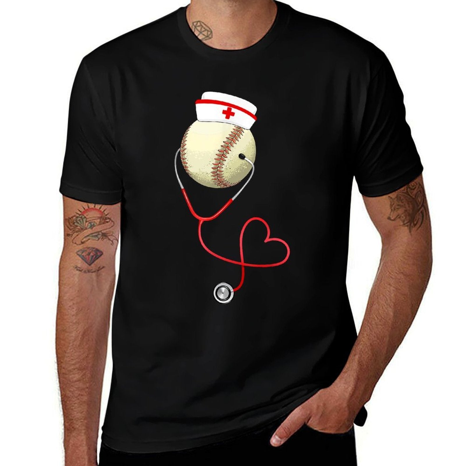 Baseball Nursing Funny For Nurses Day Sports Medical Lover  Durable T-Shirt