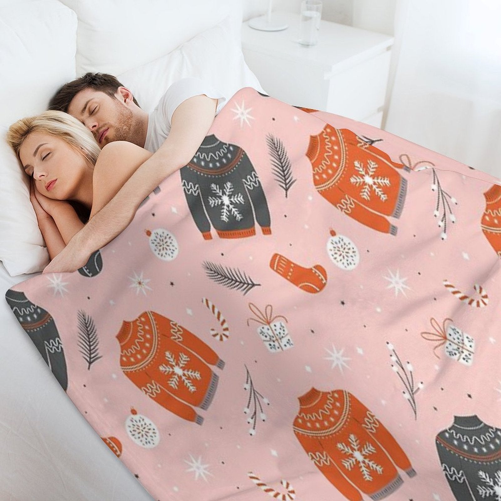 Christmas Sweater Pattern Pink Quick-dry Throw Blanket