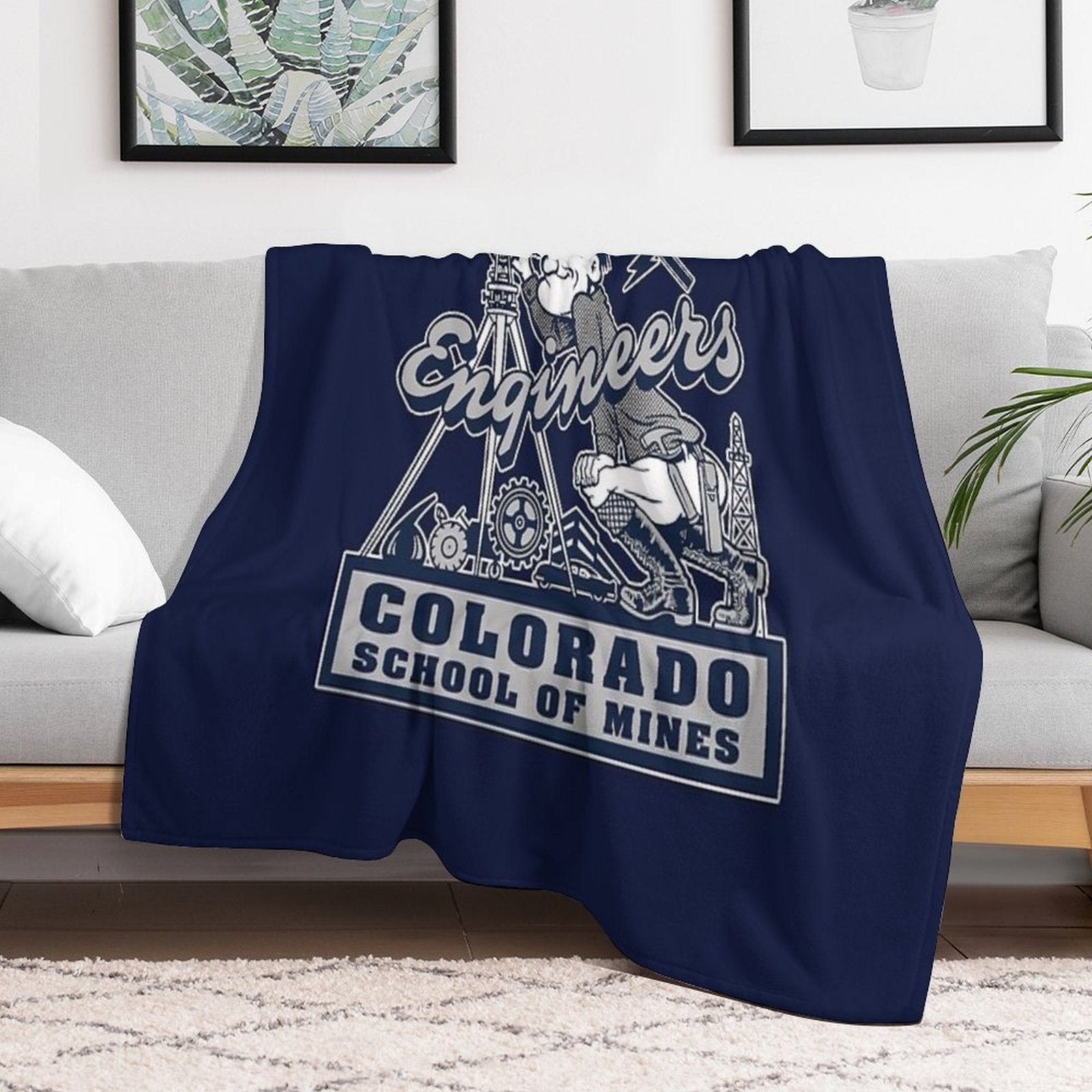 Vintage Colorado School of Mines Engineering Electrical Mechanical Chemical T-Shirt Multi-functional Throw Blanket