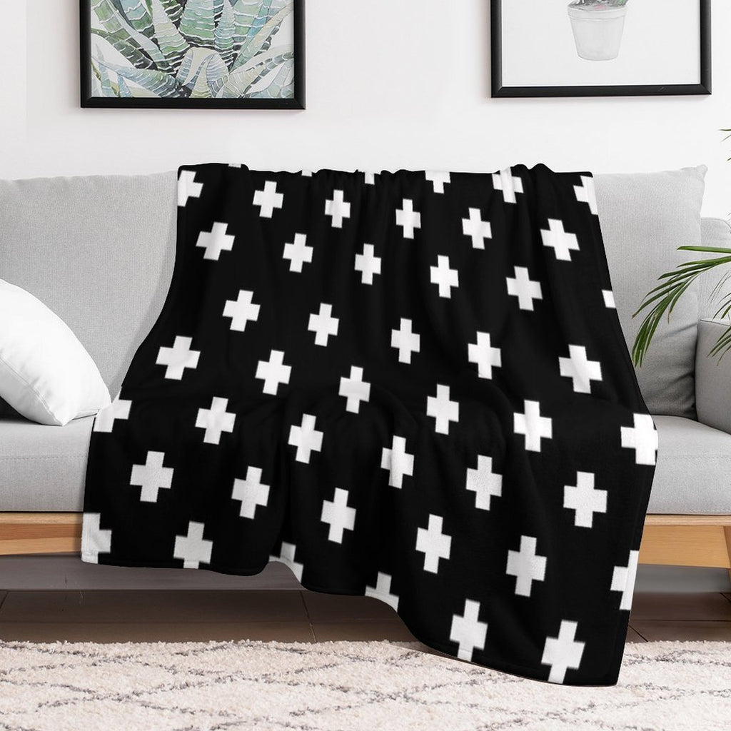 Swiss Cross Pattern Plush Throw Blanket