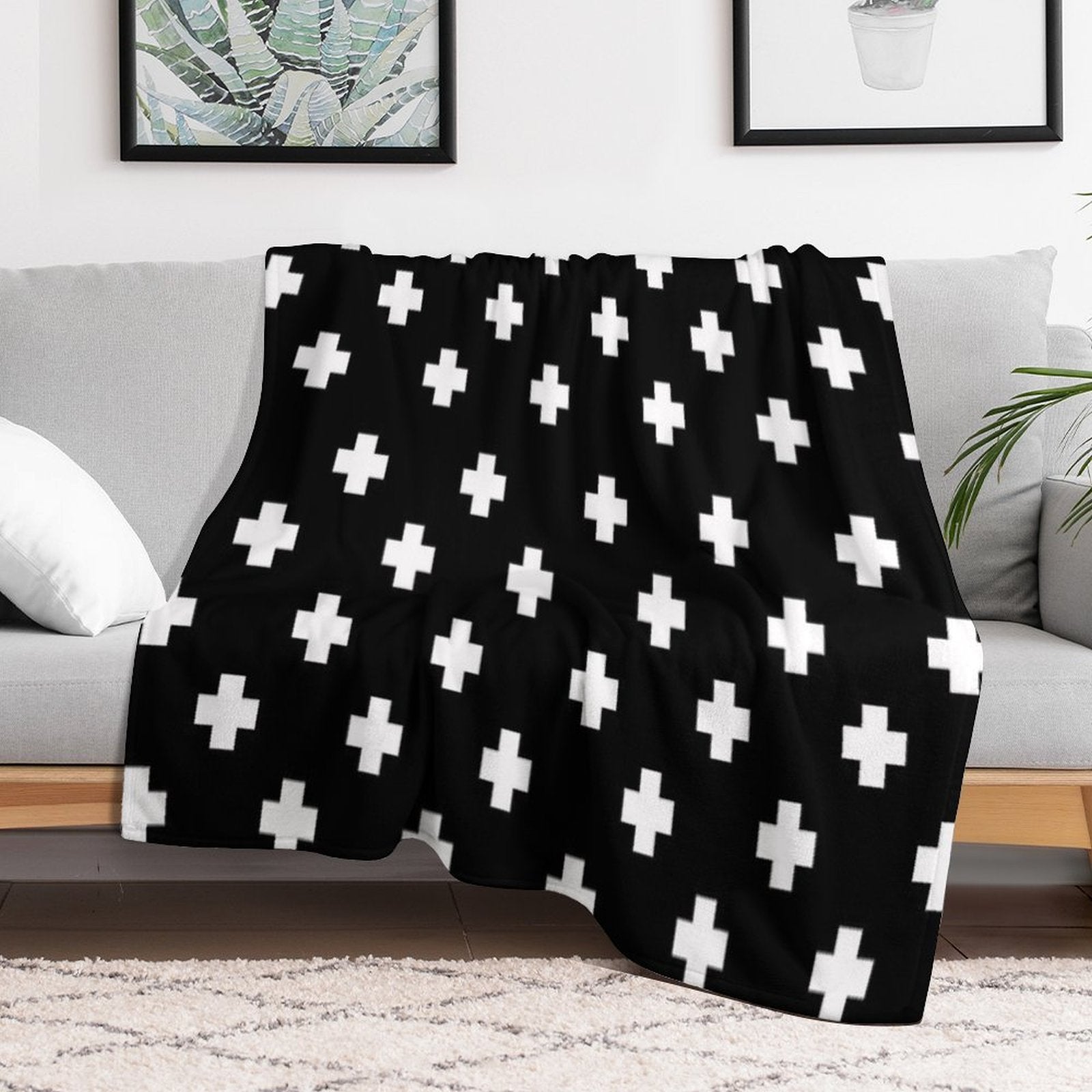 Swiss Cross Pattern Plush Throw Blanket