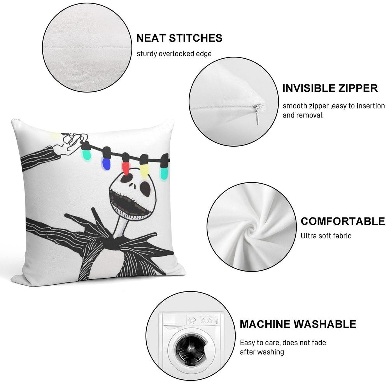 Nightmare before Christmas Soft Washable Throw Pillow