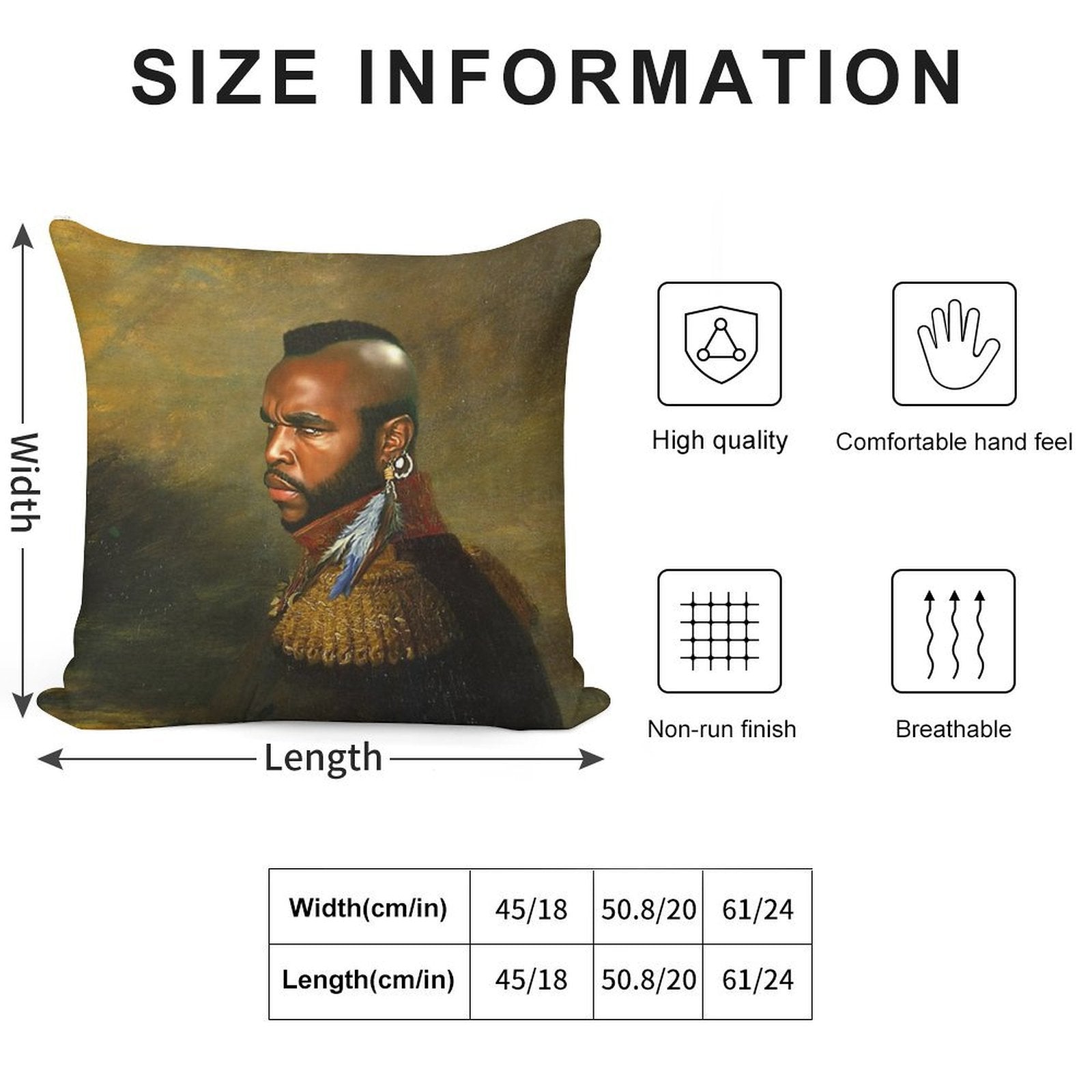 Mr. T - Replaceface Soft Short Plush Fabric Throw Pillow