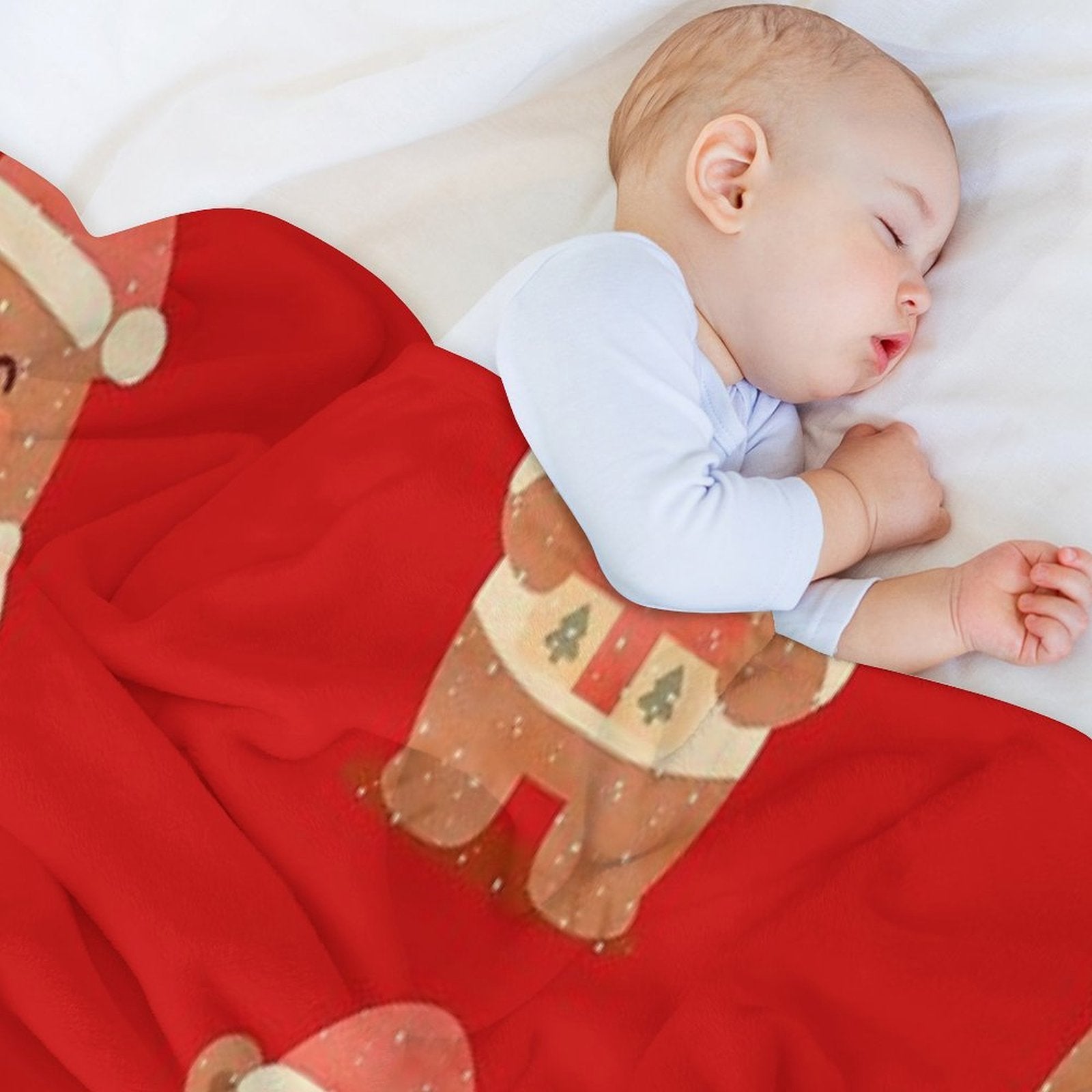 Cute Christmas Bear with Gift – Holiday Winter Illustration Eco-conscious Throw Blanket