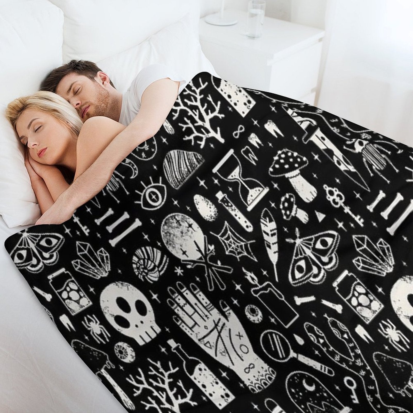 Curiosities Bone Black Easy Care Throw Blanket
