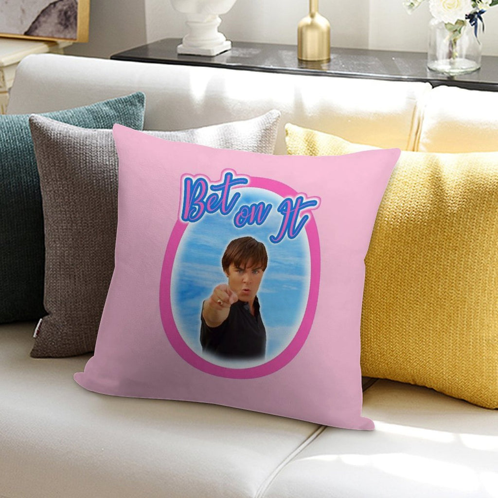 Troy Bolton Says Bet On It High School Musical Zac Efron Fan Art Soft Easy Maintenance Throw Pillow