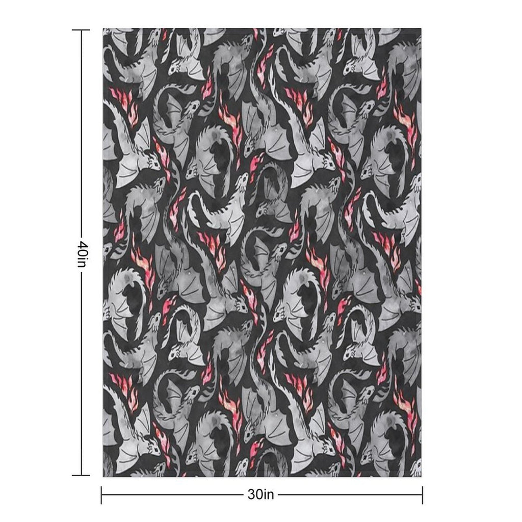 Dragon Fire Dark Grey And Black Comfort Throw Blanket