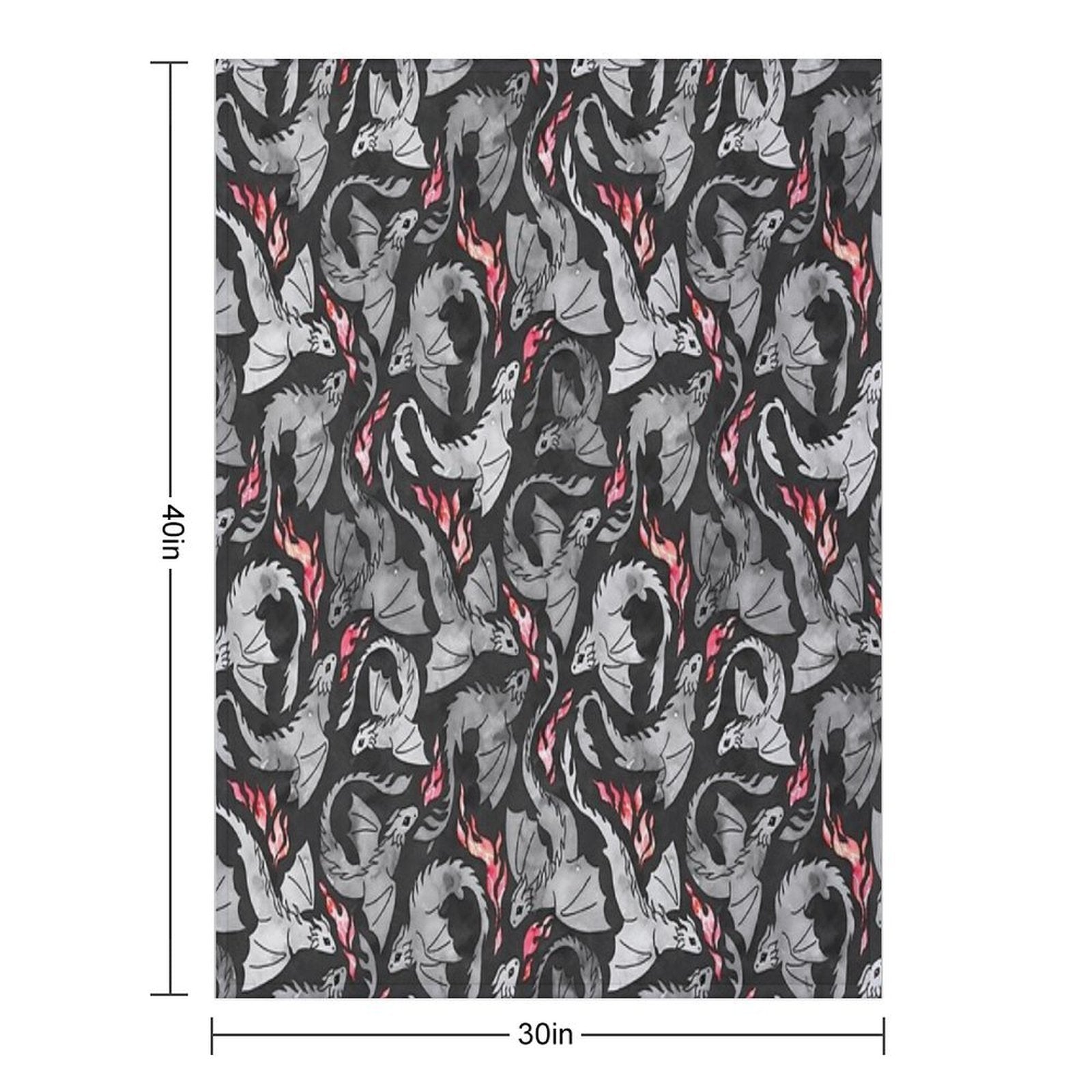 Dragon Fire Dark Grey And Black Comfort Throw Blanket
