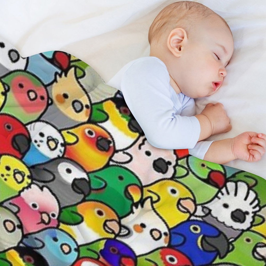 Colorful Birds Shrink-resistant Throw Blanket