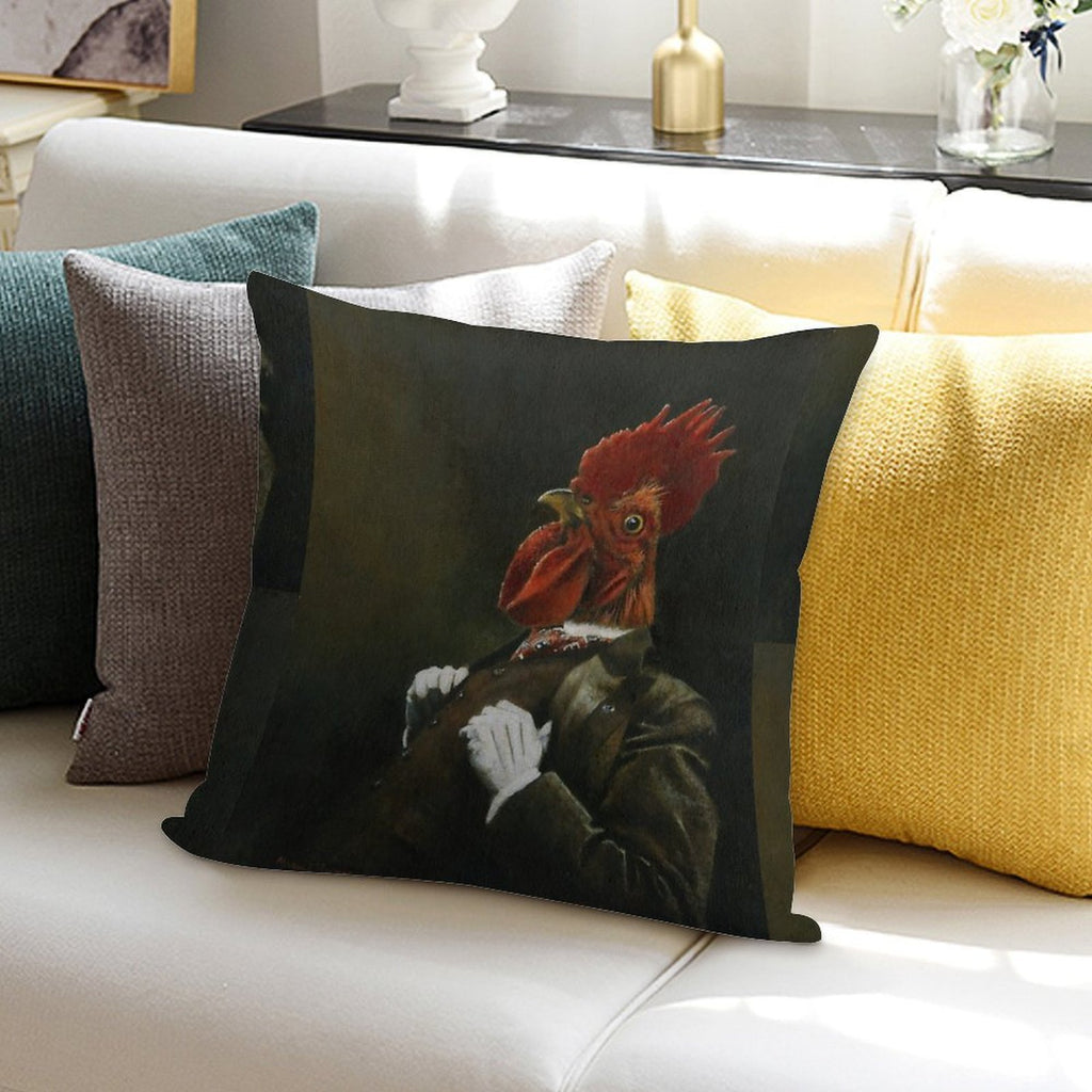 Victorian Cockerel Soft Fade-Resistant Throw Pillow