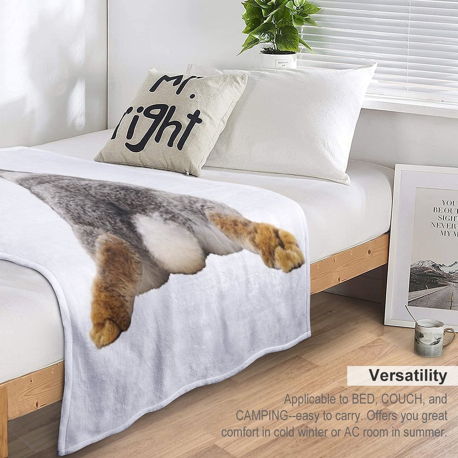 Cute Bunny Rabbit Tail Butt Image Picture Machine-washable Throw Blanket