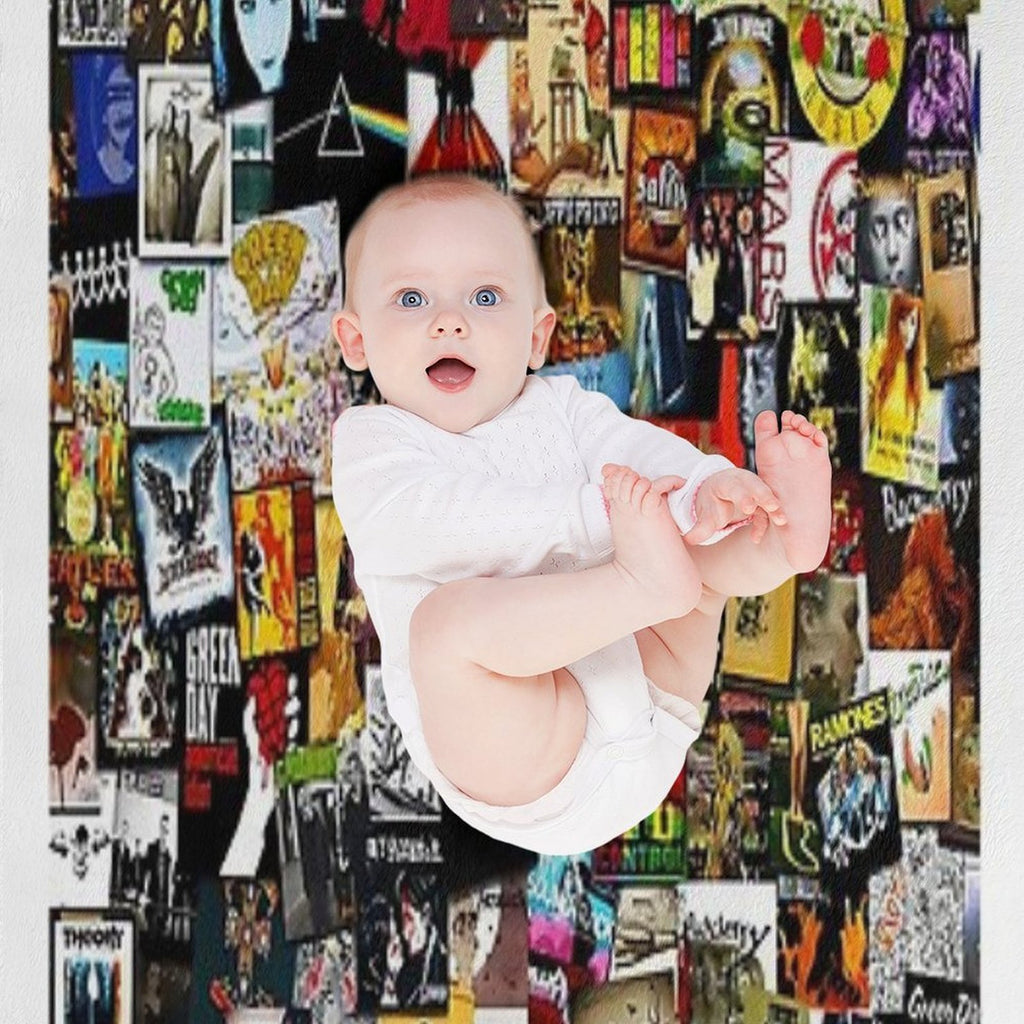 Album Collage Music Rock Versatility Throw Blanket