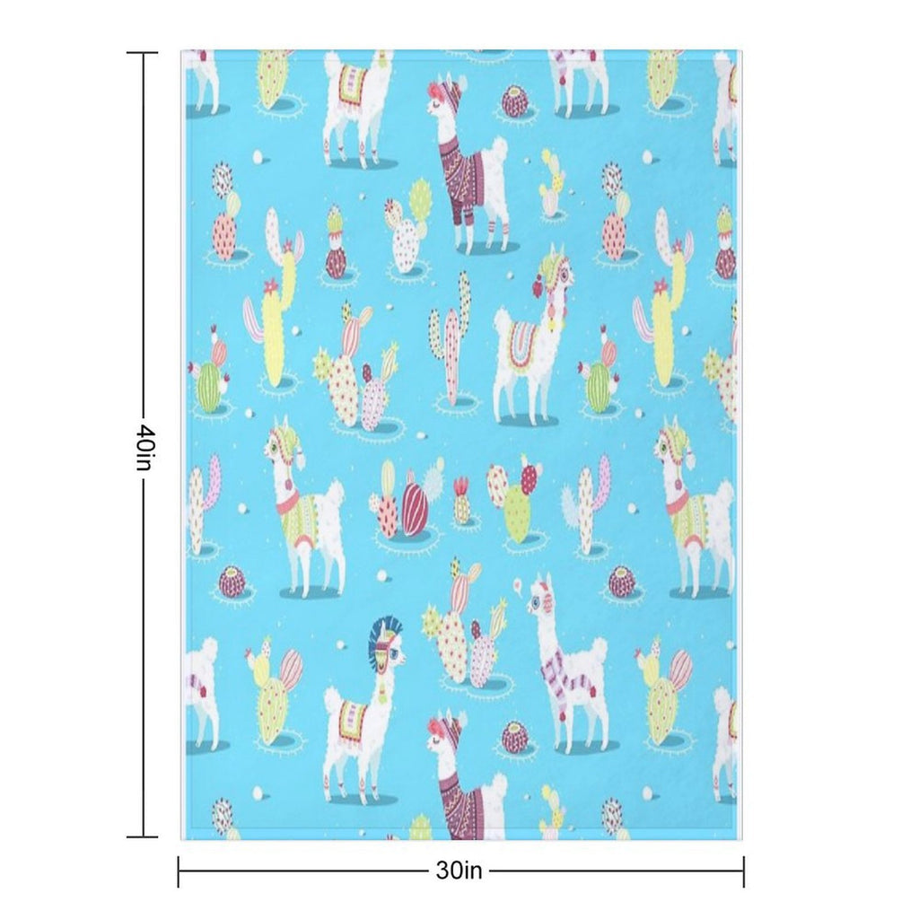 Alpaca Pattern Travel-friendly Throw Blanket