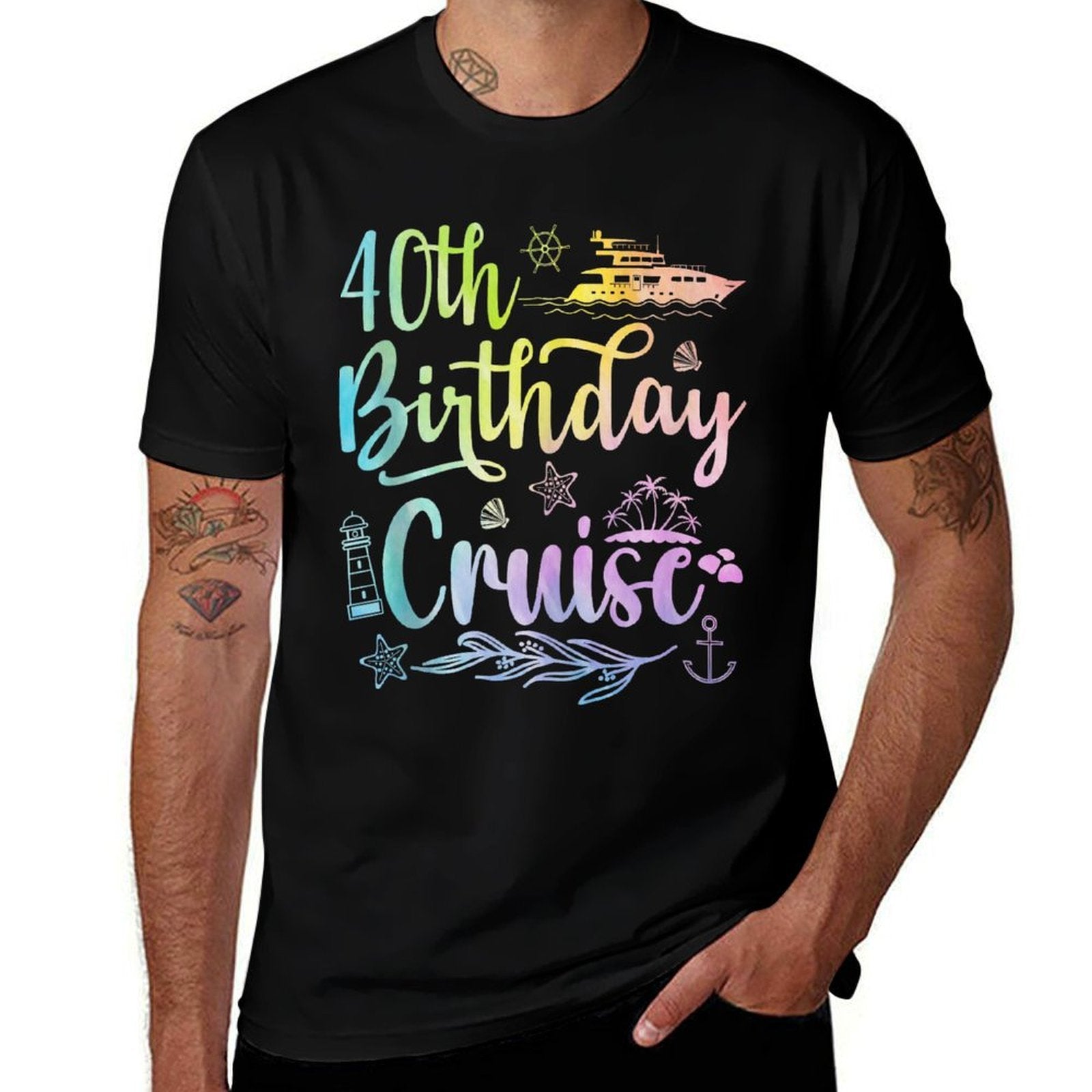 40th Birthday Cruise Funny 40 Years Old Cruise Squad Women  Oversized Silhouette T-Shirt