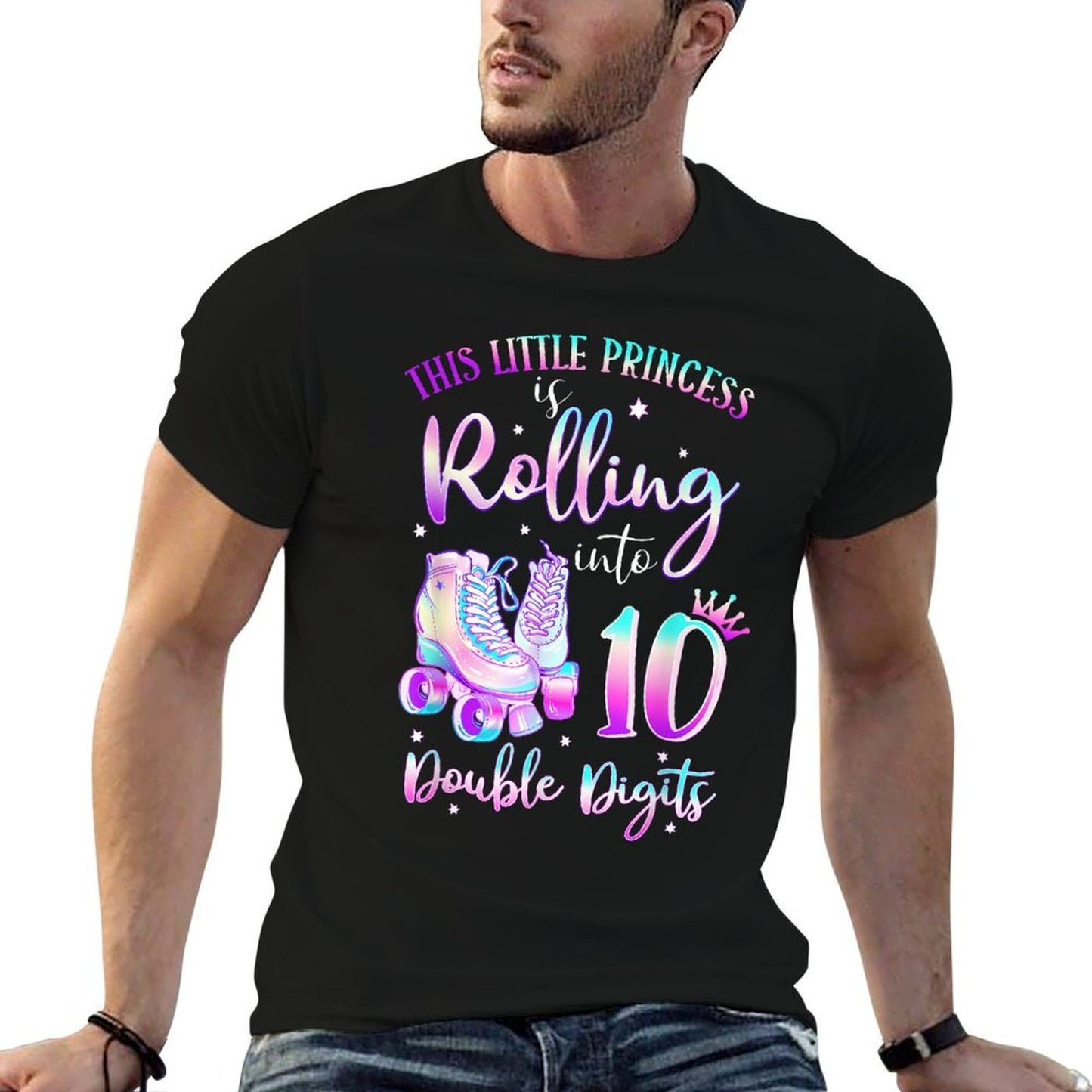 10th Birthday Rolling Into 10 Double Digits Roller Skate  Soft T-Shirt