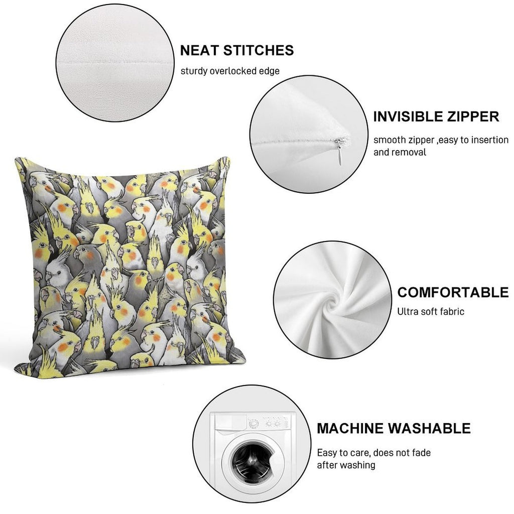 Cockatiels Galore Soft Anti-Pilling Throw Pillow