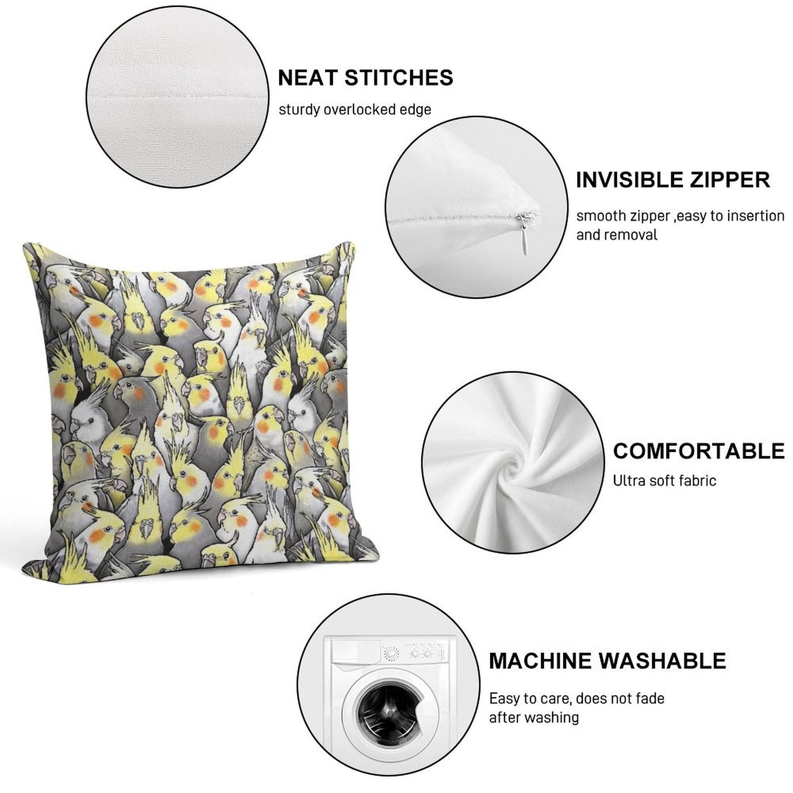 Cockatiels Galore Soft Anti-Pilling Throw Pillow