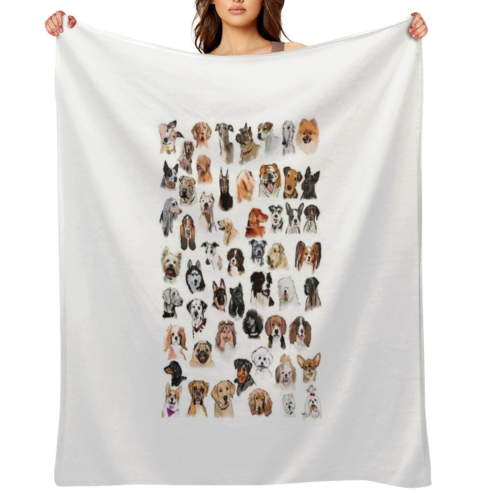 Dog Breed Paintings Anti-pilling Throw Blanket