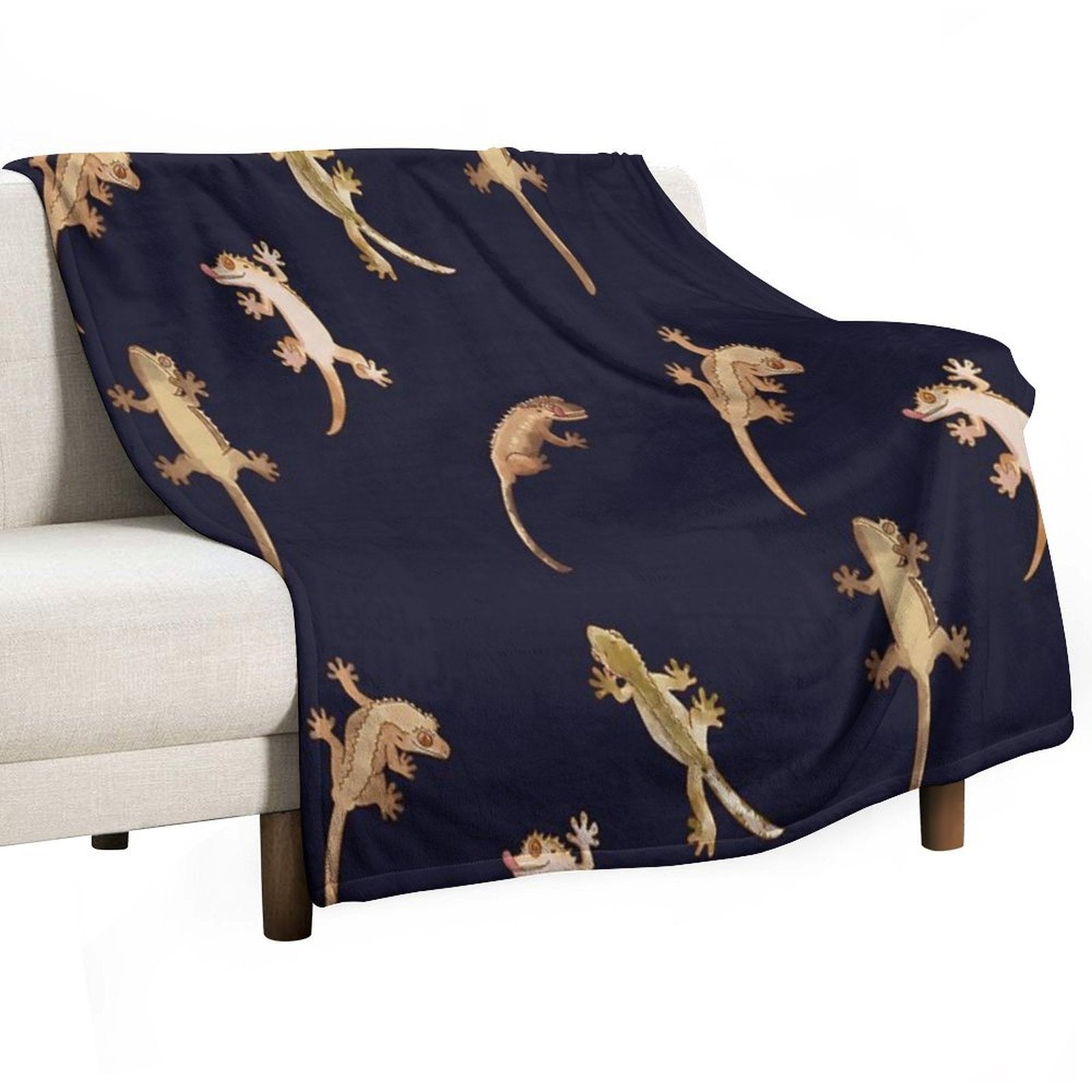 Cute Little Crested Geckos Eco-conscious Throw Blanket