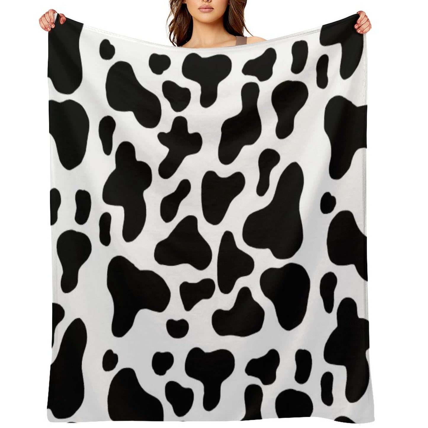 Cow Print Compact Throw Blanket