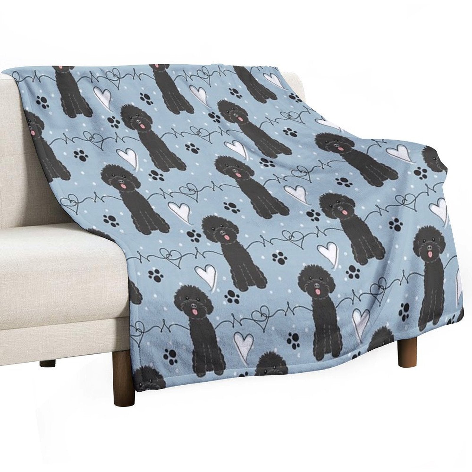 LOVE Black Toy Poodle Durable Throw Blanket