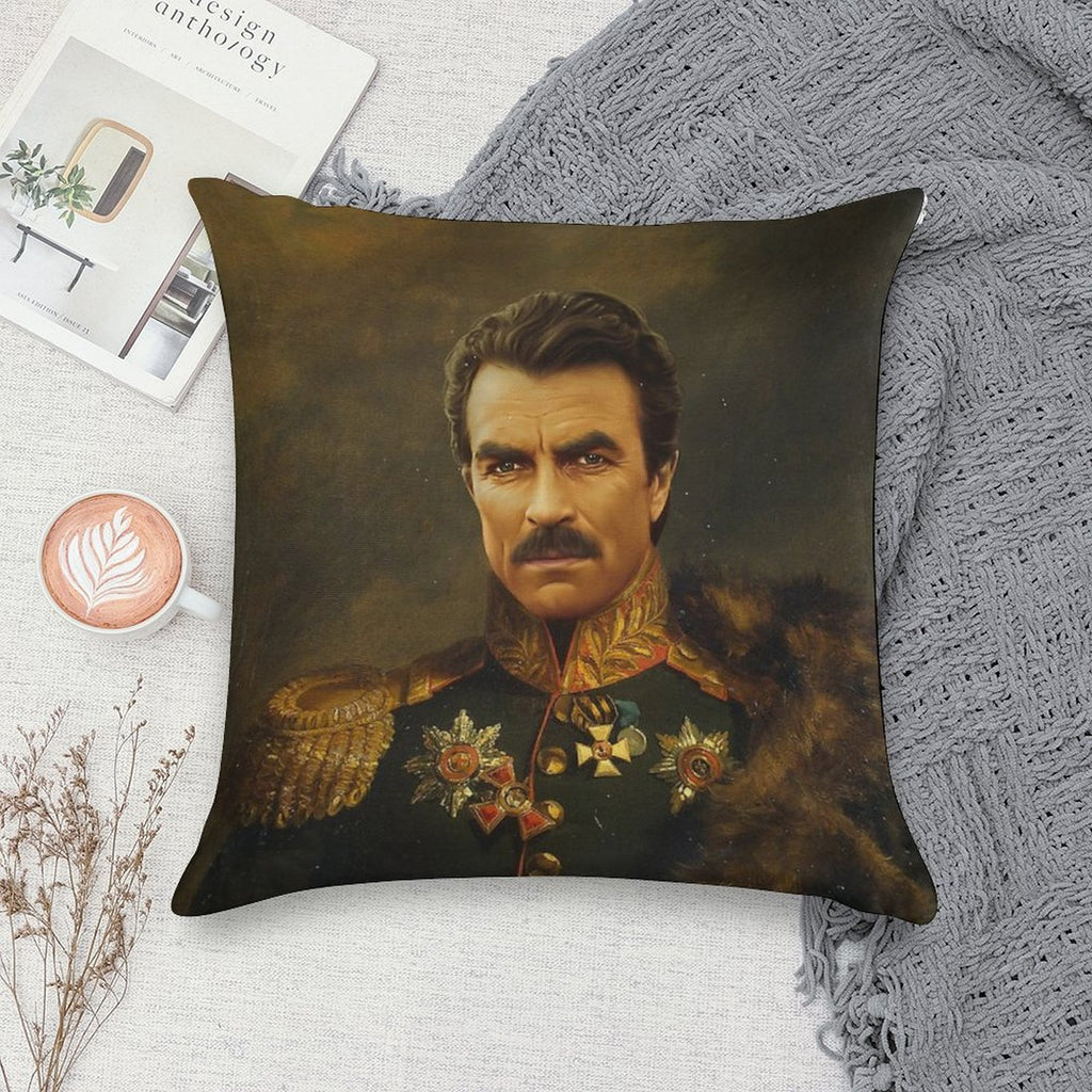 Tom Selleck - Replaceface Soft Short Plush Fabric Throw Pillow