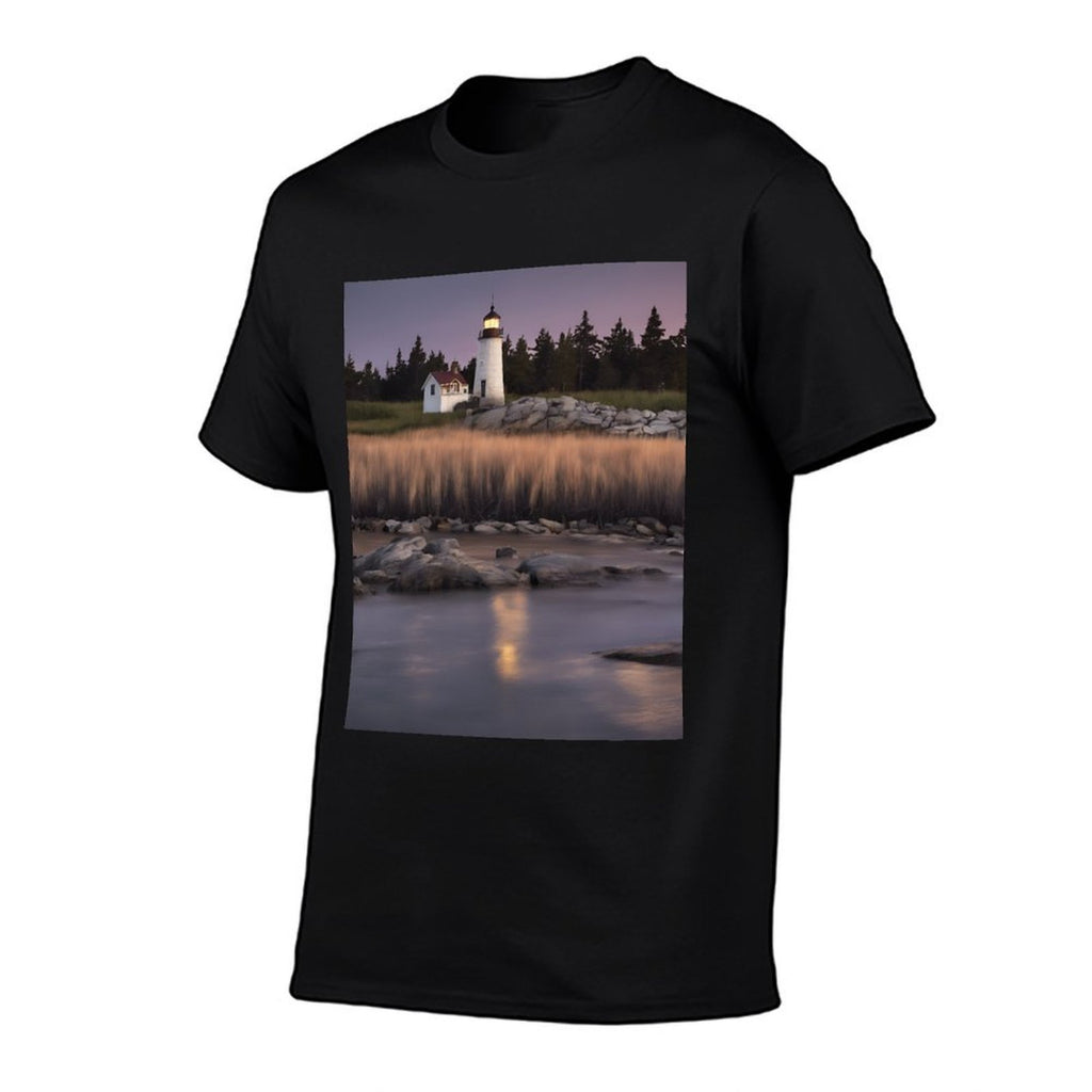 Harbor Lighthouse Twilight  Eco-friendly Material T-Shirt