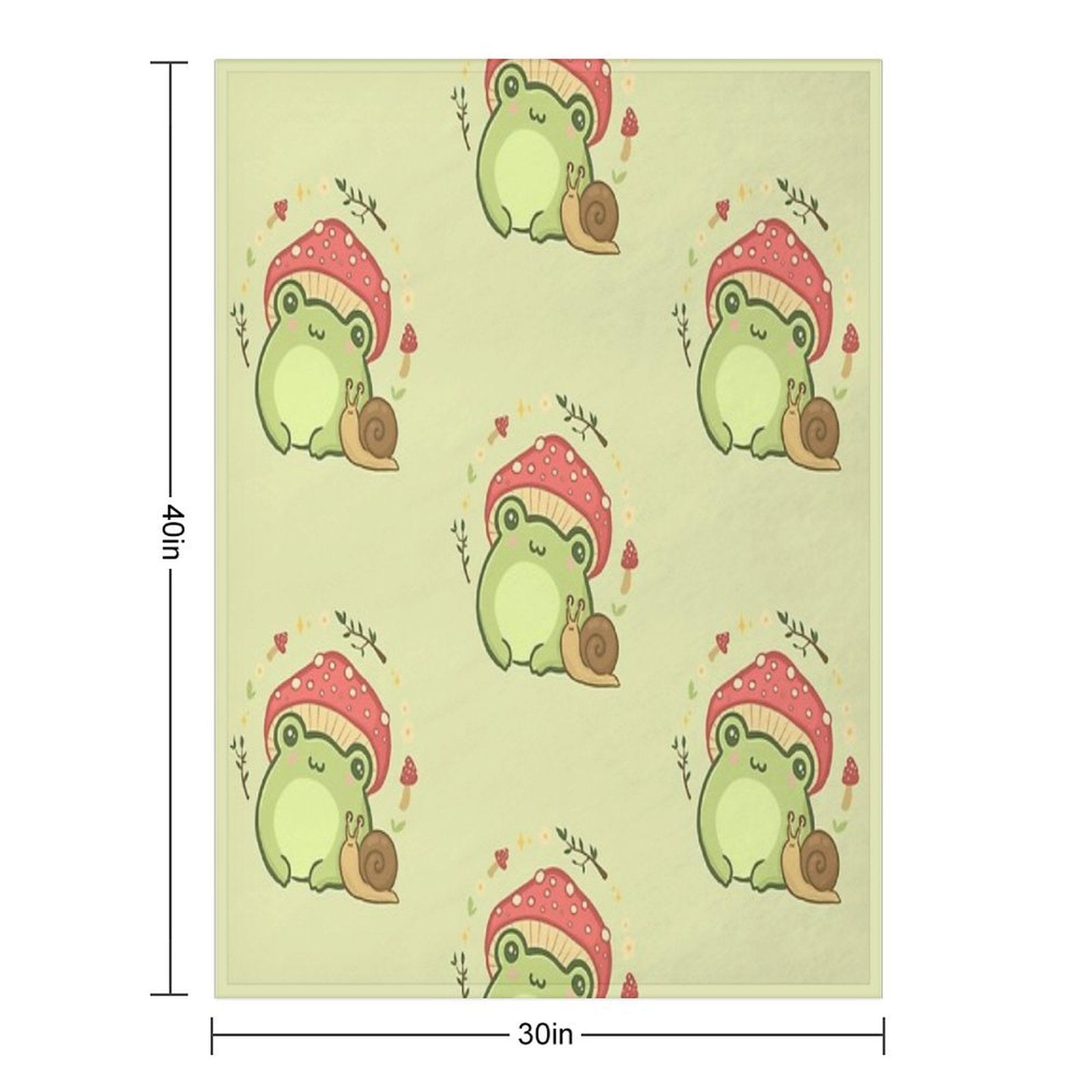 Cute Kawaii Frog with Toadstool Mushroom Hat And Snail Cottagecore Aesthetic Love Machine-washable Throw Blanket