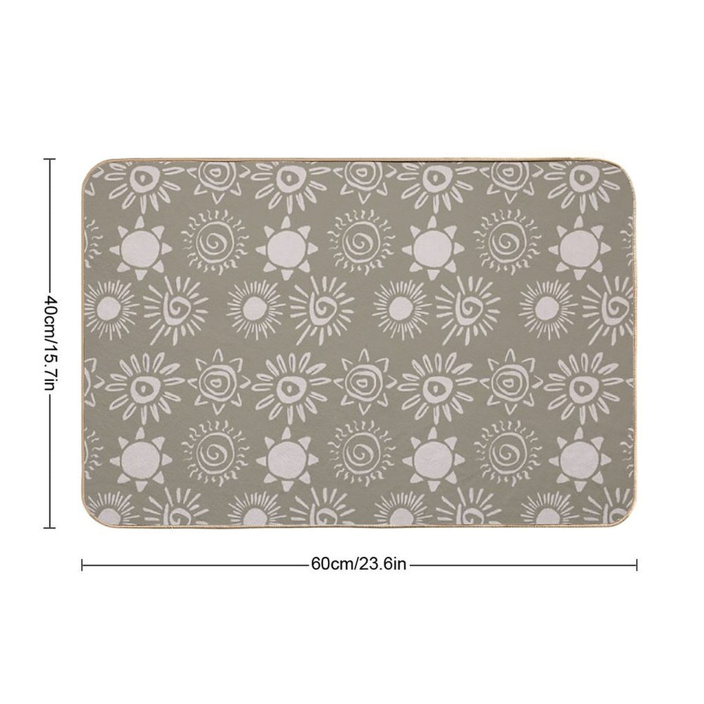 Magical Sun Bohemian Dreamy Aesthetic In Muted Colors Muted Green Durable Bath Mat