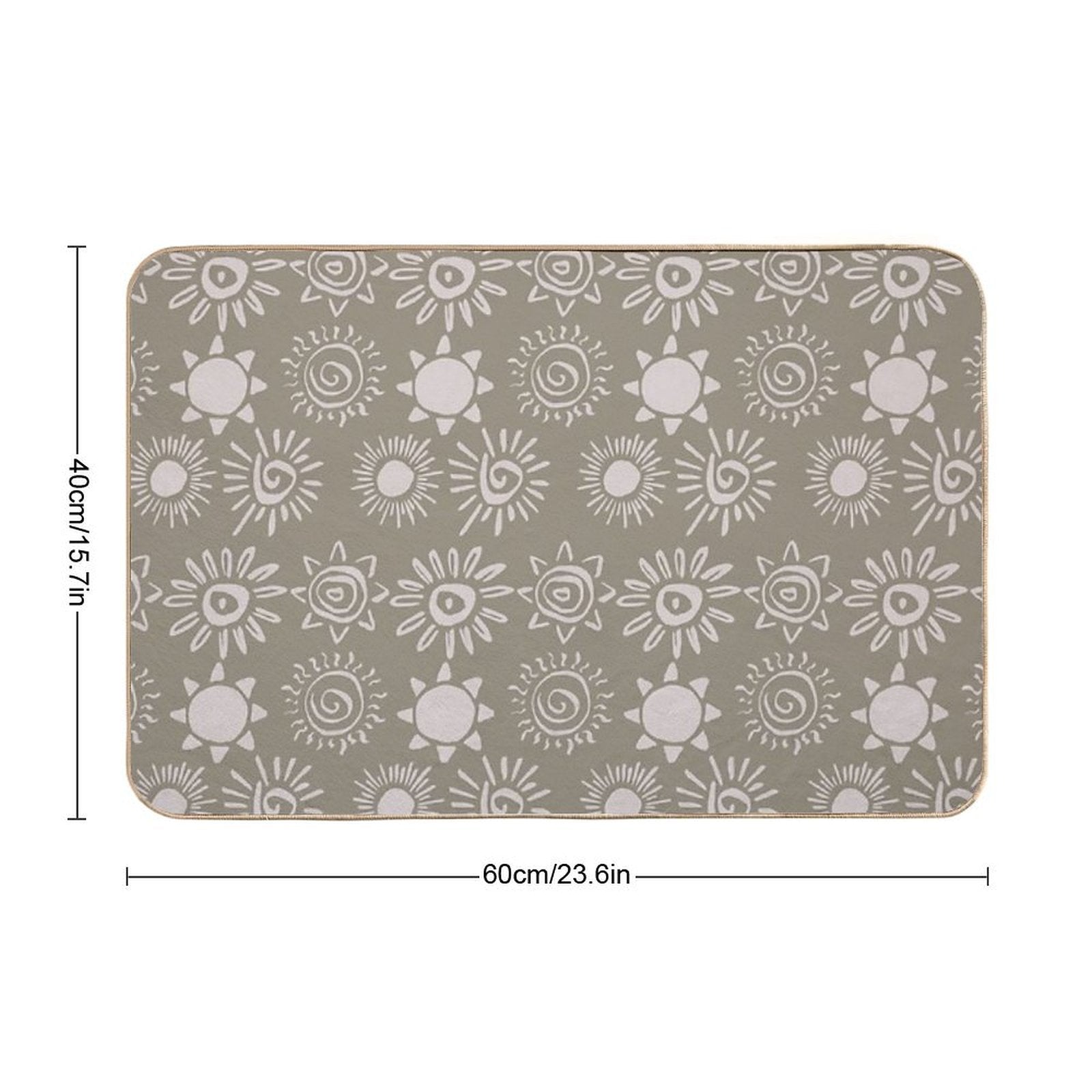 Magical Sun Bohemian Dreamy Aesthetic In Muted Colors Muted Green Durable Bath Mat