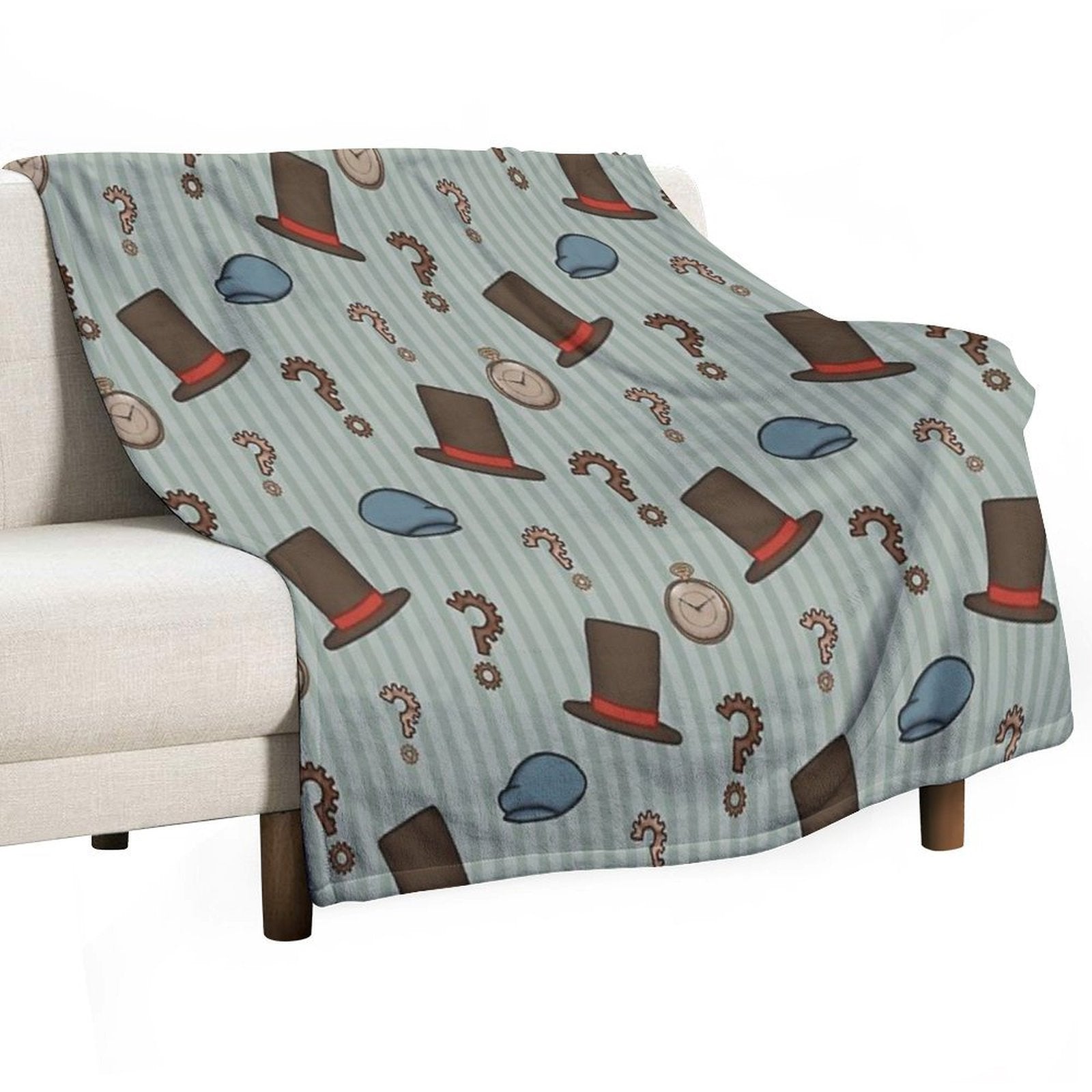Professor Layton Repeated Pattern (Green) Easy Care Throw Blanket