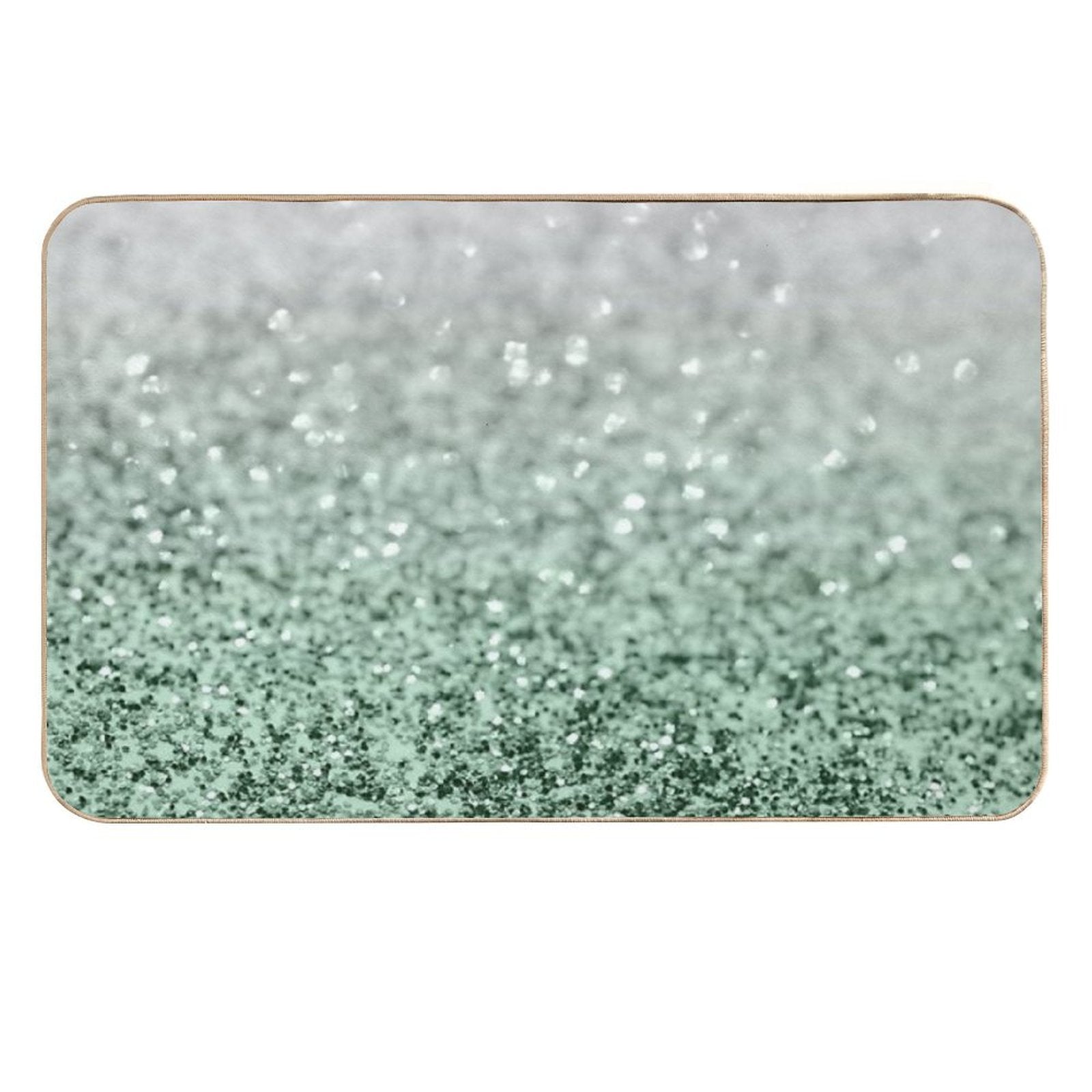 Silver Pastel Mint Green Ocean Glam #1 (Photo of Glitter Only - Not Reflective)  Repositionable Bath Mat