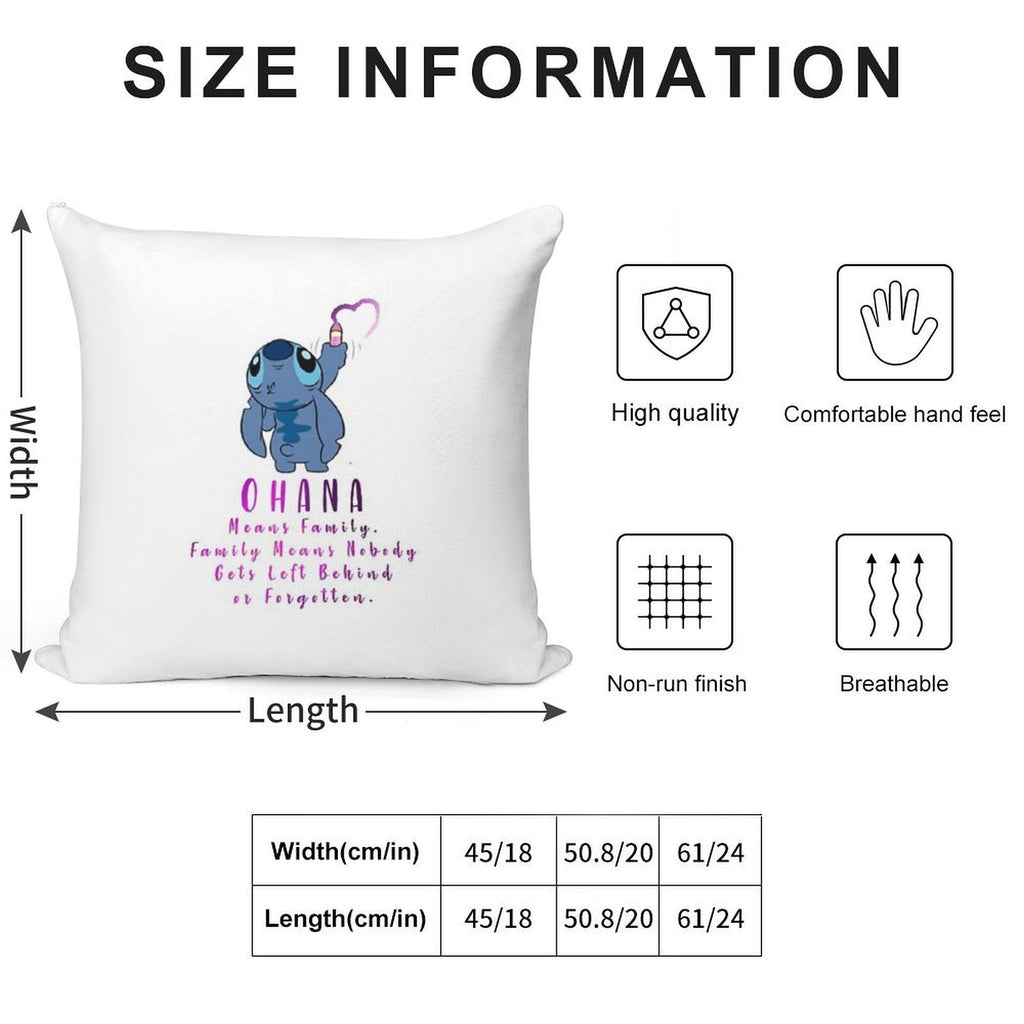 Lilo And Stitch Ohana Soft Washable Throw Pillow