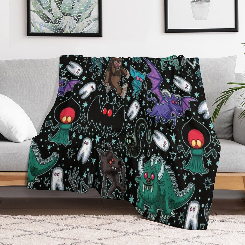 Cryptids Night Black Comfort Throw Blanket