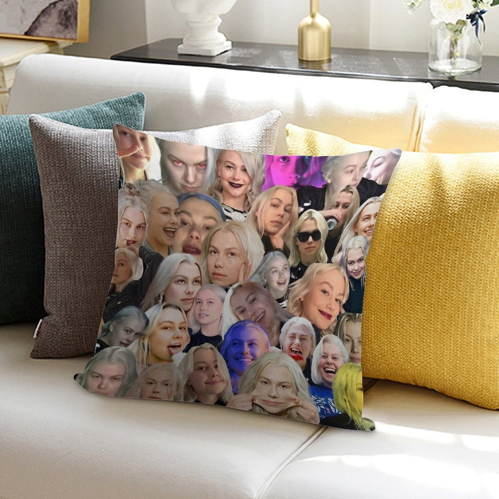 Phoebe Bridgers Face Collage Soft Easy Maintenance Throw Pillow