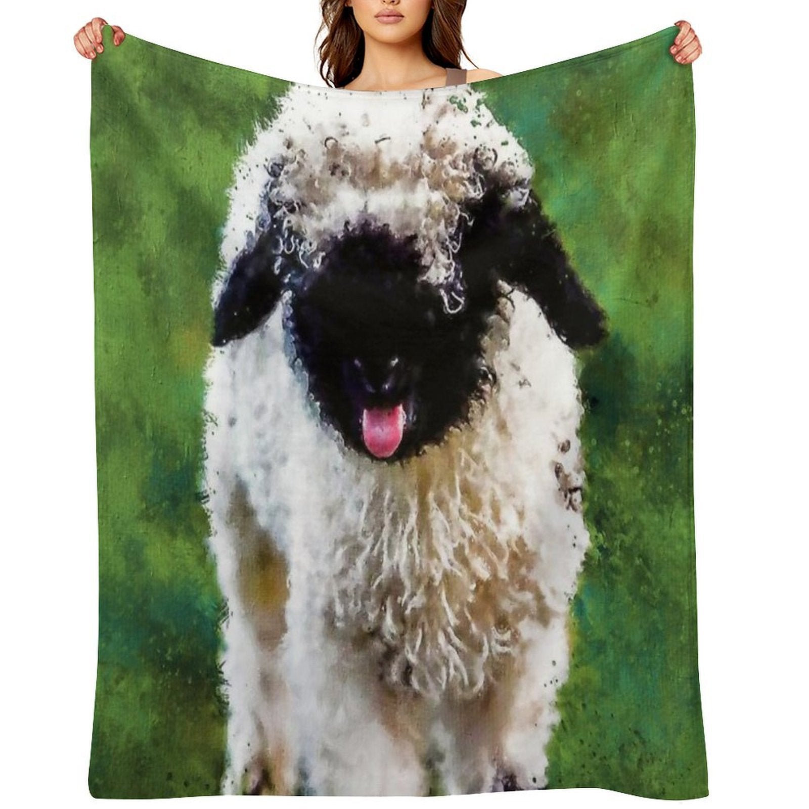 Swiss Valais Blacknose Sheep, Black Faced Sheep, Cute Baby Farm Animal, Walliser Schwarznasenschaf, Cute Fluffy Sheep Comfort Throw Blanket