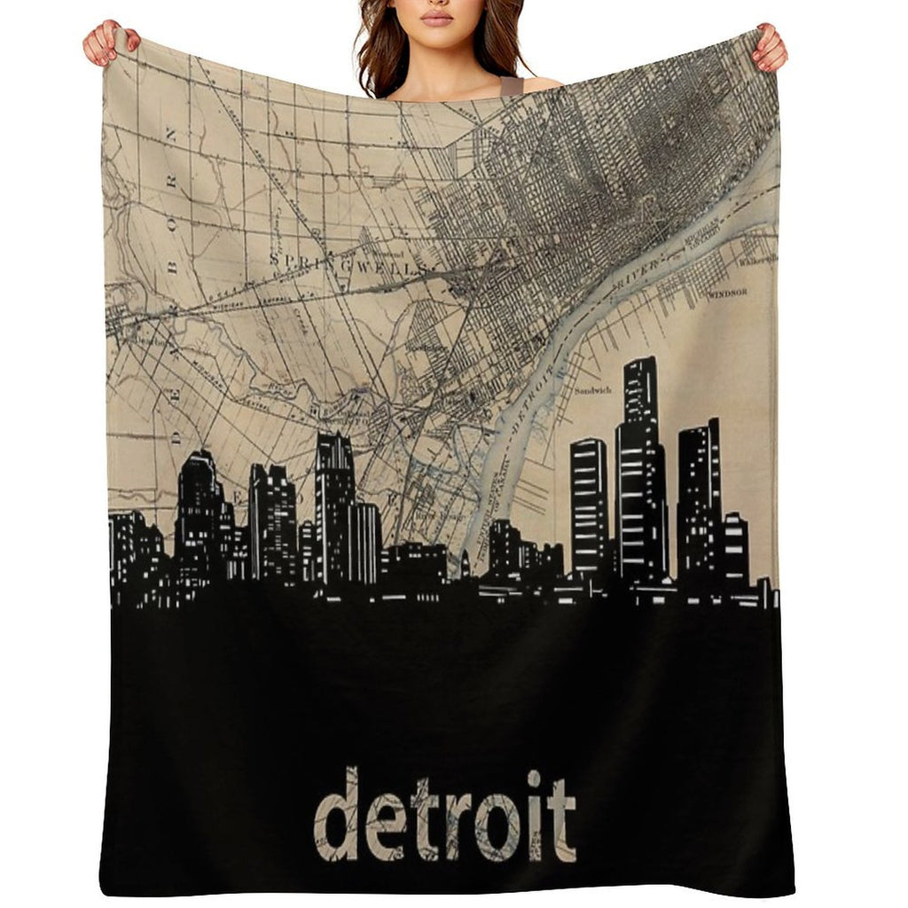 Detroit Skyline Comfort Throw Blanket