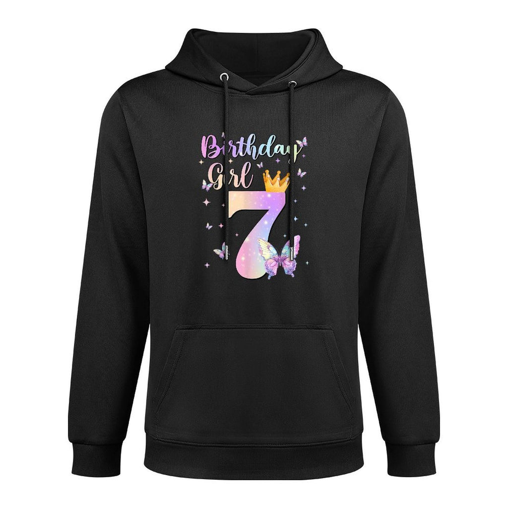 Birthday Girl 7 Year Old Butterfly Theme Party 7th Bday Kids All-Day Comfort Hoodie