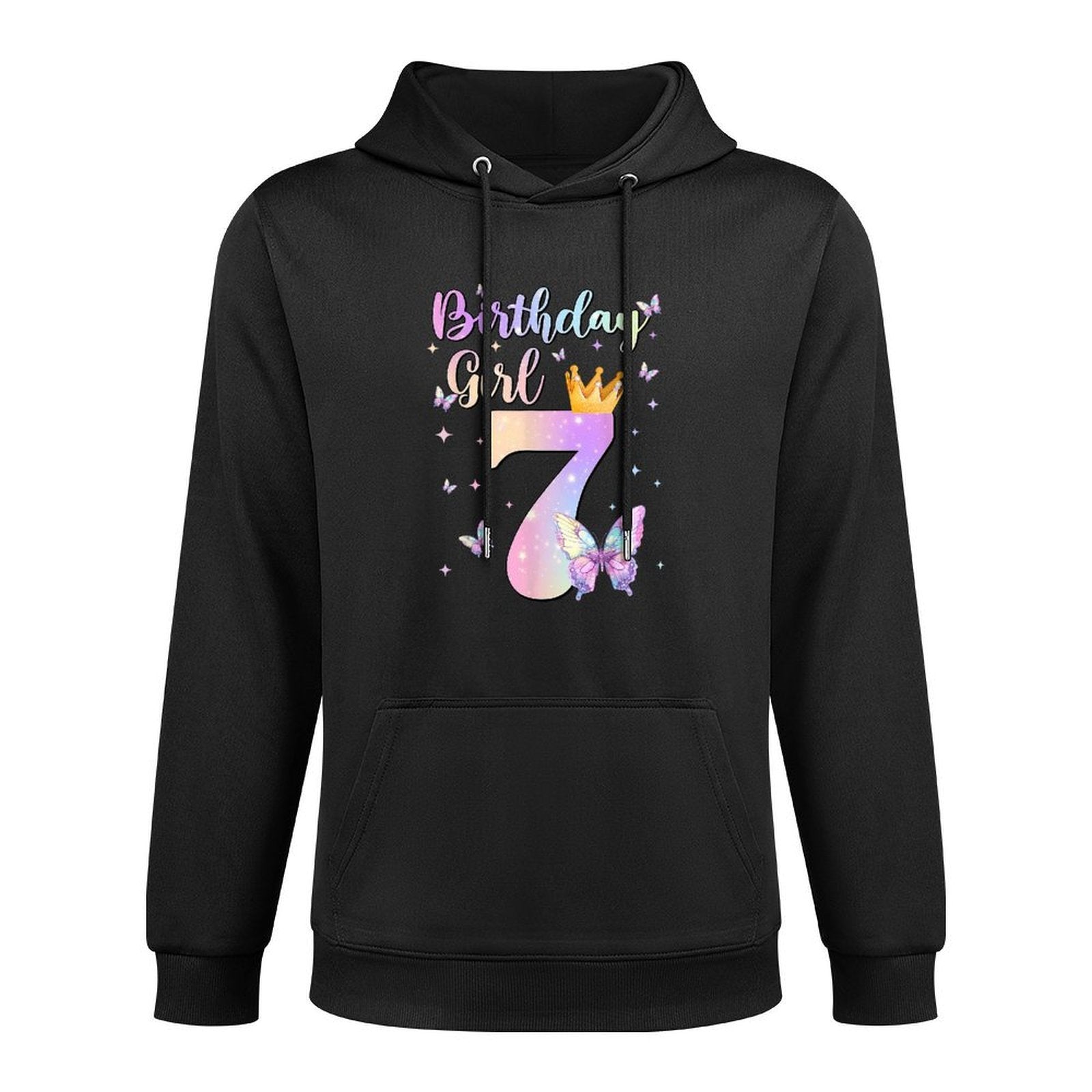 Birthday Girl 7 Year Old Butterfly Theme Party 7th Bday Kids All-Day Comfort Hoodie