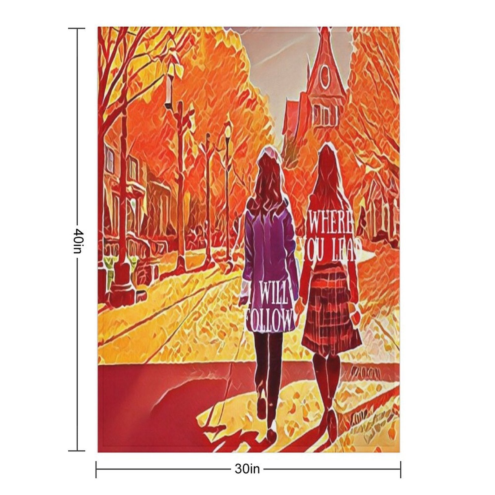 Where You Lead I Will Follow - The Girls Walking in Autumn - Gilmore Eco-conscious Throw Blanket