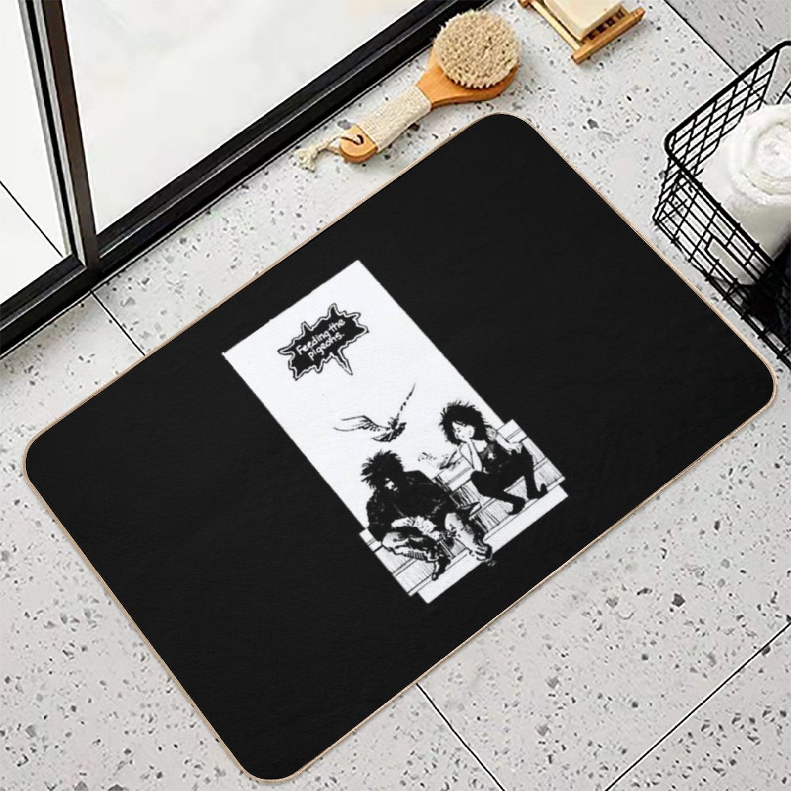 Retro Vintage Feeding The Pigeons Retro Wave  Versatile Bath Mat