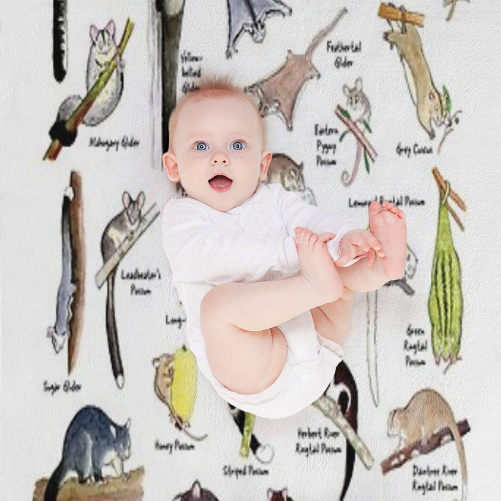 Possums of Australia (with Names) Wrinkle-free Throw Blanket