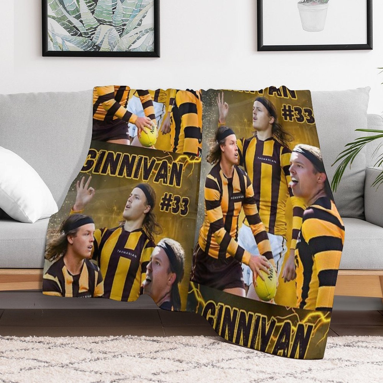 Jack Ginnivan Hawthorn Hawks AFL Footy Player Quick-dry Throw Blanket
