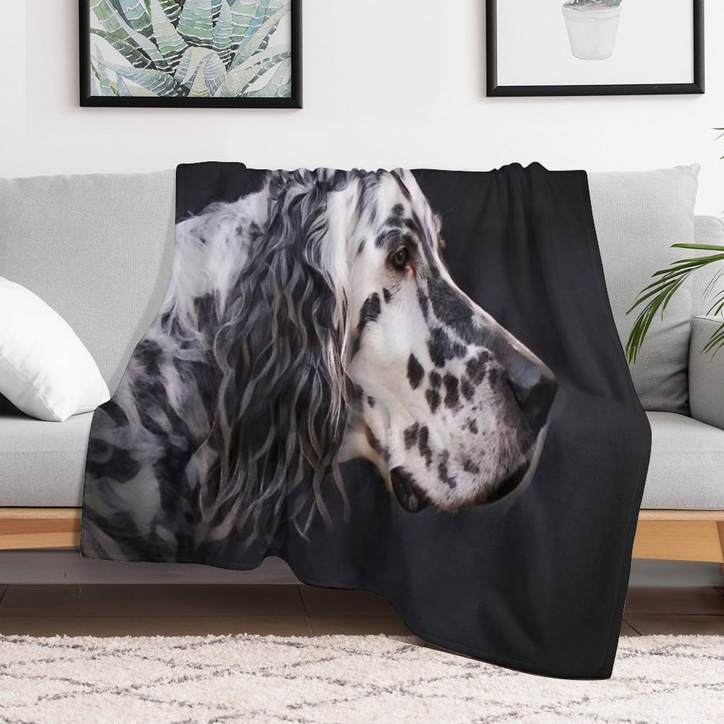 English Setter Dog With Hazel Eyes Premium Throw Blanket