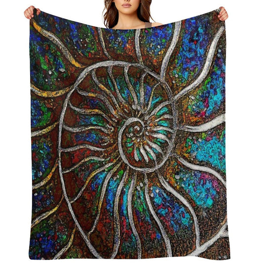 Ammonite Fossil Macro Abstract Art Anti-pilling Throw Blanket