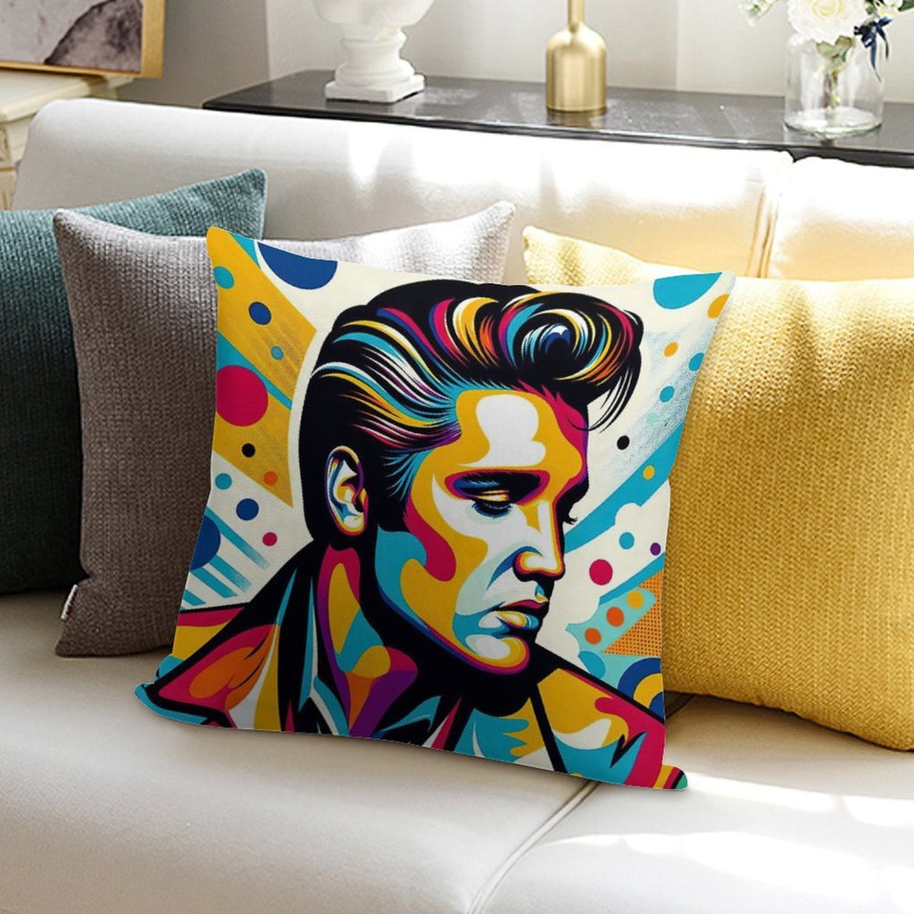 Elvis Presley Pop Art Soft Short Plush Fabric Throw Pillow