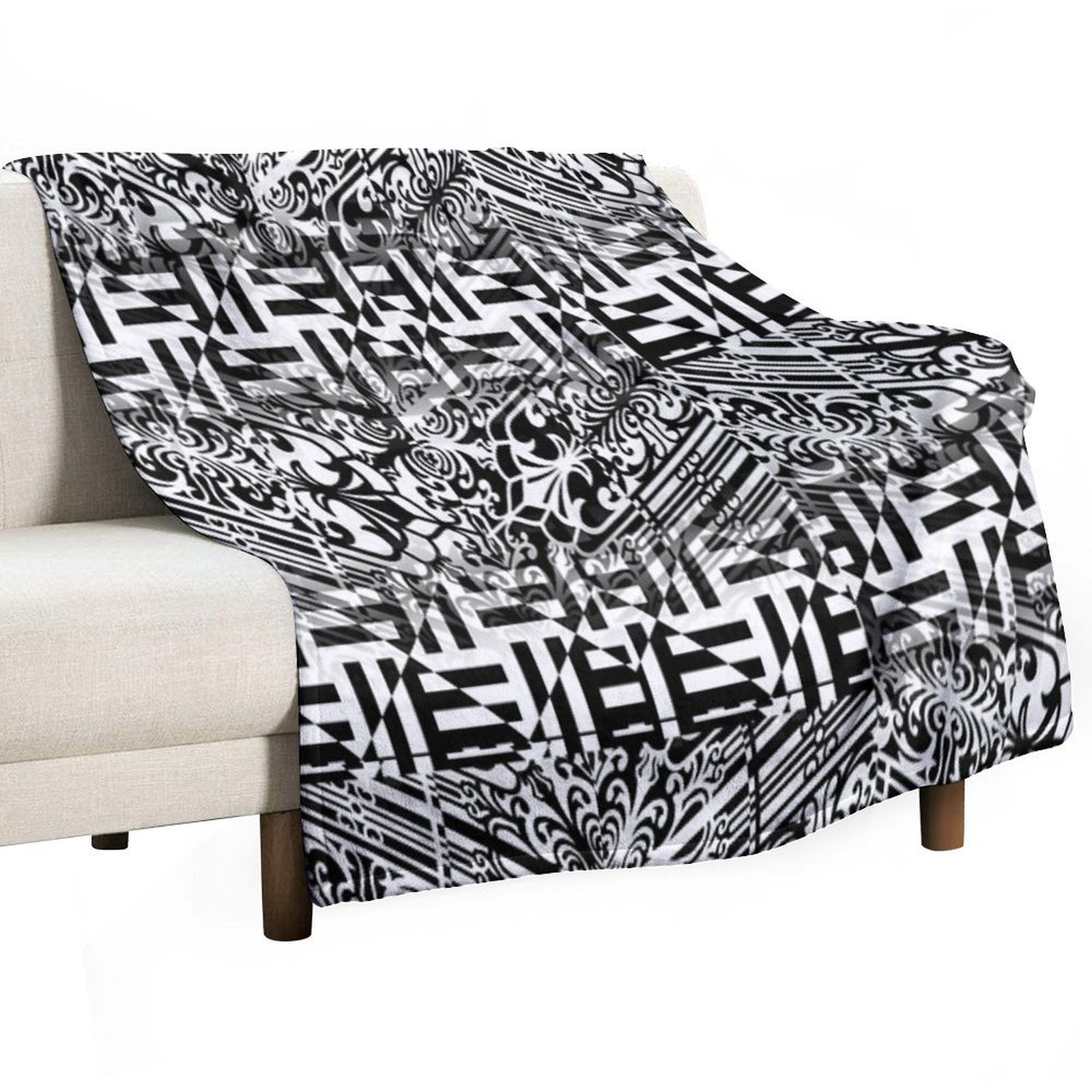 Black And White Madness Versatility Throw Blanket