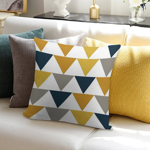 Arrows Light Mustard Yellow, Dark Mustard Yellow, Dark Blue, Grey, And White Geometric Pattern Soft Ultra-Soft Texture Throw Pillow