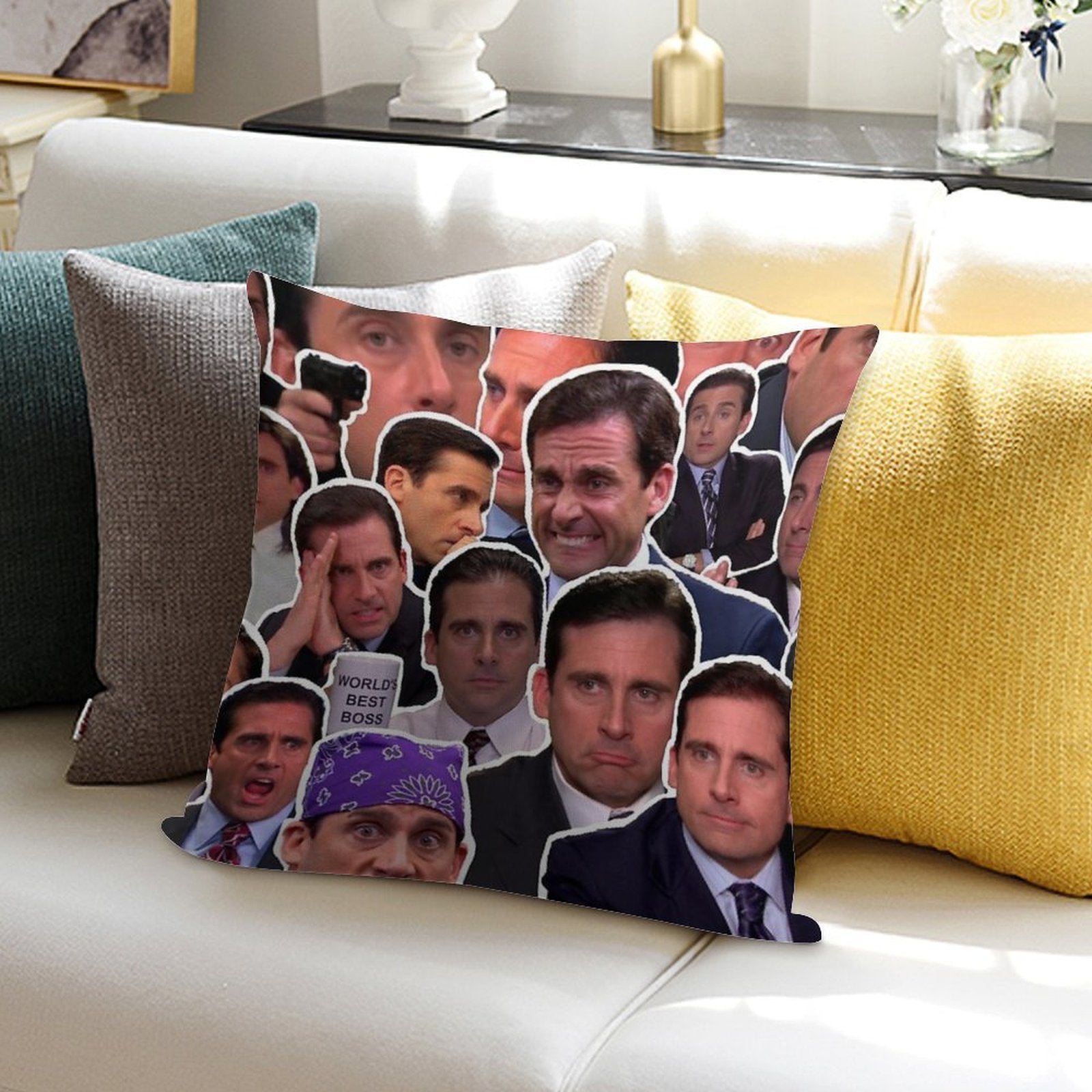 Michael Scott - The Office Collage Soft Hidden Zipper Throw Pillow