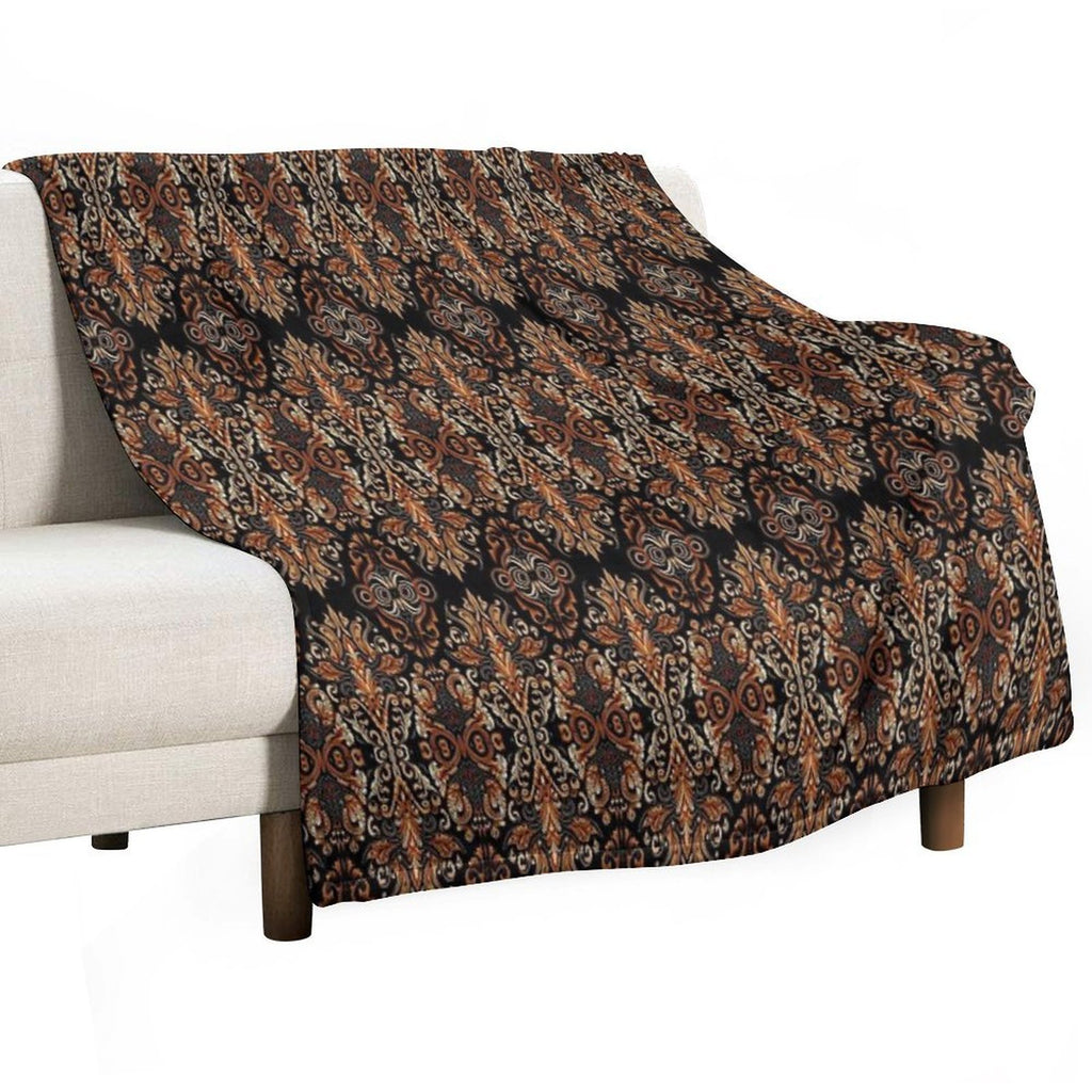 Original Wayang Prambanan Indonesian Brown Batik Eco-conscious Throw Blanket
